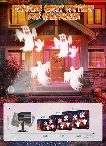 Minetom Halloween Projector Lights Outdoor, Rotating Ghost Projector Halloween, Waterproof Halloween Light Projector Landscape Lights for Outdoor Indoor, Yard, Patio, Garden, Party Decor - Image 4