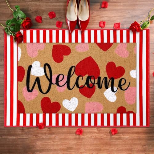 Tinideya 2 23.6 X 35.4 Inches Valentine Heart Red White by Tinideya