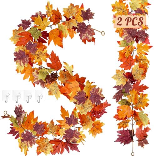 11.8FT 2Pack Fall Garland for Thankgiving Decorations for Home Mantle Decor by Helimoto