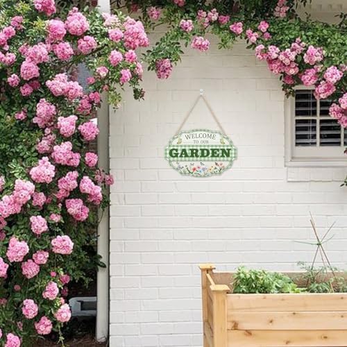 HOURIA 3D Welcome to Our Garden Wood Sign,(11.4”x8”) Gardening Greenhouse Decor, Gardening Sign, Flowers Butterfly Garden Decorations for Outside,Gardening Gifts,Gifts for Plant Lovers - Image 7