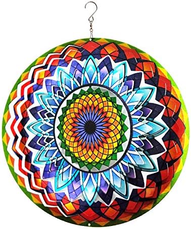 FONMY Wind Spinner Mandala Sun Flower 12 inches – 3D Stainless Steel – Laser Cut Metal Art Geometric Pattern - Hanging Wind Spinner, Kinetic Yard Art Decorations - Indoor/Outdoor Décor - Image 3
