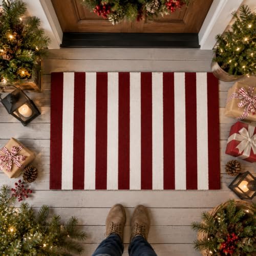 Duraaamo Christmas Striped Outdoor Rug 2' x 3' for Entryway Decor - Image 6