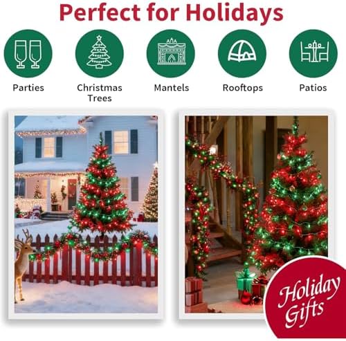 LAMPHOME 100 Count Red and Green - String Lights - 21.6FT LED Christmas Lights, Mini led Lights for Indoor Outdoor Home Holiday Party Wedding Independence Day Decoration, YHL100A/2S - Image 7