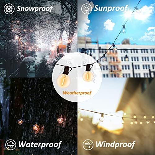 200FT Outdoor Patio Lights Waterproof G40 LED Globe String Lights for Outside with 104 Shatterproof Plastic Bulbs Bistro Lights for Backyard Gazebo Cafe Market, 2Pack x 100FT - Image 3