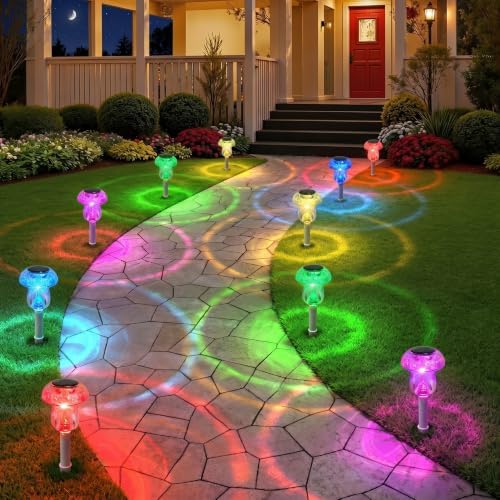 Solar Lights Outdoor, 16 Pack Mushroom Lights Outside Waterproof, Solar Powered LED Lighting for Garden, Yard, Landscape, Path, Pathway, Lawn, Walkway, Driveway, Backyard Decor (Color Changing) by Benany