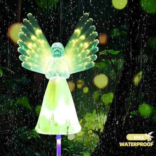 Angel Solar Lights for Cemetery, 2 Pack Solar Lights Outdoor Garden, Color Changing Decorative Angel Lights for Yard Patio Pathway Grave Decoration Memorial Gifts - Image 5