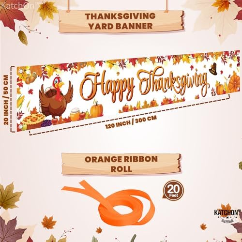 KatchOn Happy Thanksgiving Banner Outdoor 120x20 Inch - Image 2