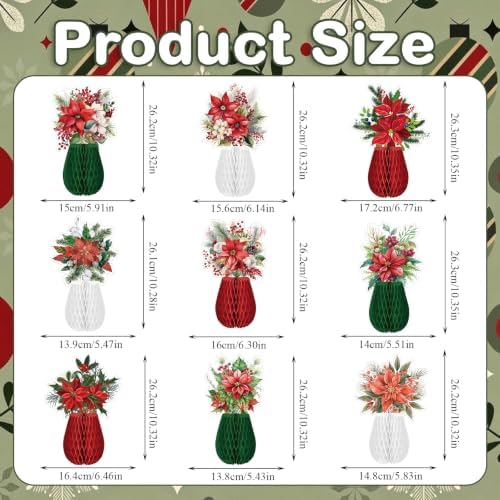 Pedel Christmas Poinsettia Flower Table Centerpiece 9Pcs - Image 7