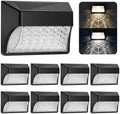 Solar Fence Deck Lights Outdoor 8 Pack, Solar Step Lights Dusk to Dawn Warm White/Cool White, Solar Powered LED Lights Decor for Outside Stair Step Yard Patio Waterproof (Black) by NACINIC