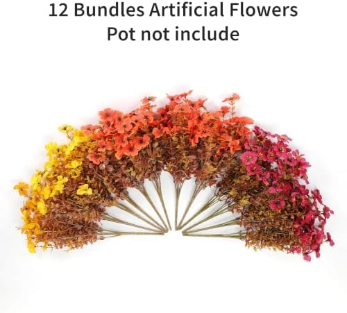 Artificial Fake Mums Fall Flowers for Outdoors Home Autumn Porch Decoration - Image 6