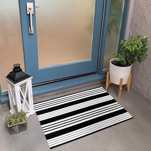 Halloween Door Mat 24"x35" Black and White Outdoor Rugs Fall Front Door Rug - Image 5