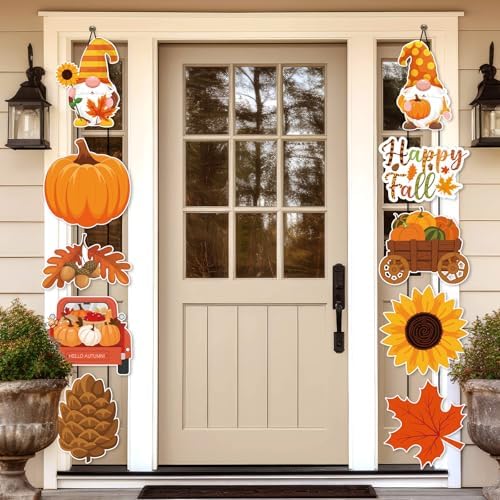Yaomiao 2 Sets Happy Fall Party Decorations Hanging Door Porch Sign Banners - Image 6