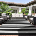 Outdoor Rug 9 x12 ft, Plastic Rug for Patio, Black & White by OutdoorFurnitureCushion
