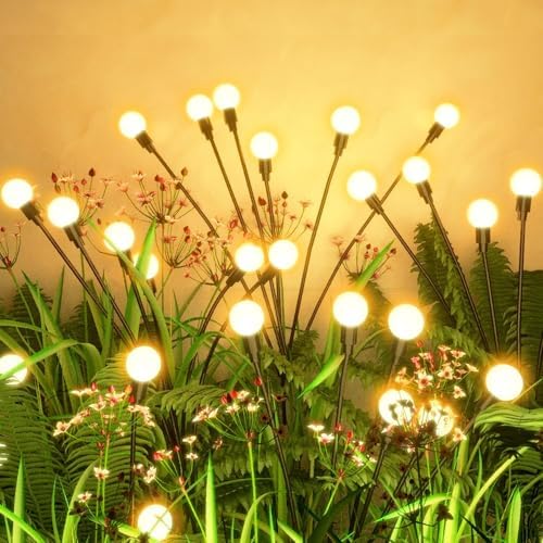 Flumy Solar Garden Lights Outdoor - 16 Pack 128 LED Firefly Lights Waterproof, Garden Decorations for Yard Patio Pathway Lawn Outside, Unique Gifts for Grandma Women, Solar Decor Warm White by Flumy