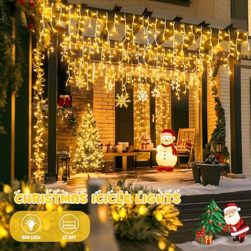 JMEXSUSS Christmas Icicle Lights for Outside,800 LED Warm White - Image 2