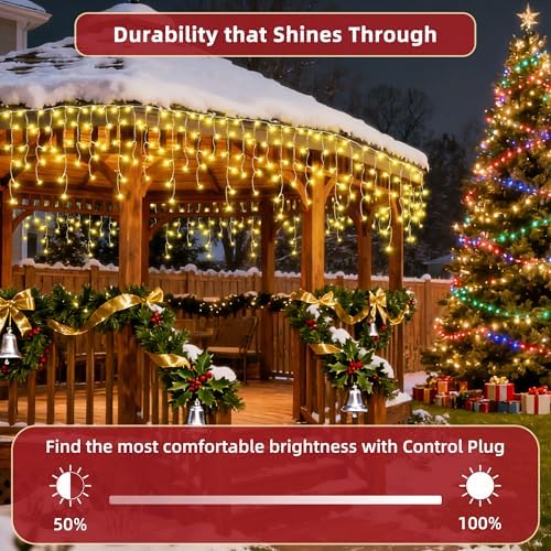 670 LED 66ft Christmas Lights with 148 Drops, 12 Lighting Modes Warm White Christmas Decoration Twinkling Lights Dimmable, Timer Outdoor Waterproof Fairy Lights for Indoor Garden House Eaves Roof - Image 4