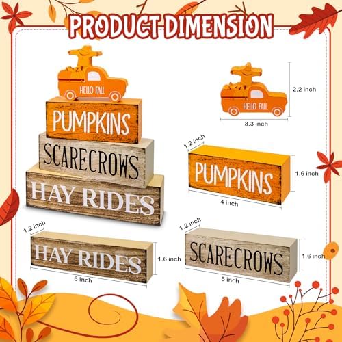 4 Pcs Fall Decor Wooden Tiered Tray Decor, Pumpkins Car Autumn Decorations Gifts for Home - Image 2