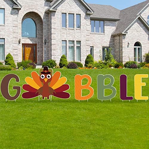 Gerrii 6 Pcs Thanksgiving Fall Yard Sign Gobble Outdoor Decorations 11.8'' - Image 5