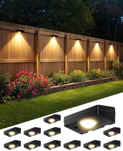 Solar Fence Lights Outdoor Waterproof, 12 Pack Fence Light Solar Powered by LivingGreenLivingFabStyl