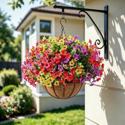 2 Set Artificial Flowers Hanging Baskets for Outdoor Silk Flowers - Image 6
