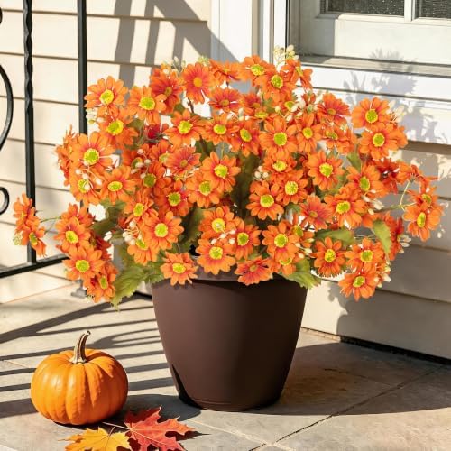 INQCMY 6 Pcs Artificial Fall Flowers for Outdoors UV Resistant Faux Mums by INQCMYPlantRack