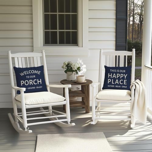 Outdoor Decorative Throw Pillow Covers 18x18 Inch Set of 2, Blue - Image 2