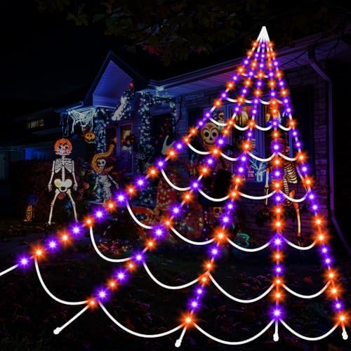Halloween Decorations Outdoor Spider Web: Giant Light Up Spider Web Decor by Aitey
