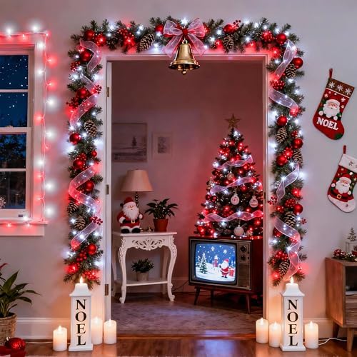 JMEXSUSS Connectable 100 LED Red and White Christmas Lights with 8 Modes - Image 2
