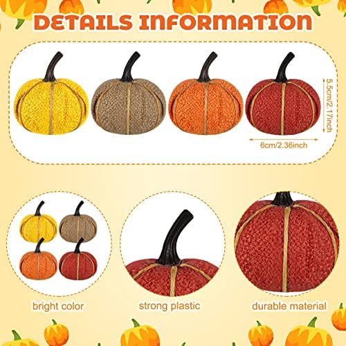 Kajaia 16 Pcs Mini Fall Pumpkin Hanging Ornament for Tree 2.05 Inch Thanksgiving Burlap Fabric Pumpkin Thanksgiving Hanging Decor for Fall Tree Harvest Party Mantel Wall Craft (Lovely Color) - Image 3
