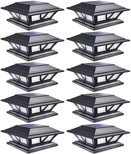 SIEDiNLAR Solar Post Lights Outdoor 2 Modes LED, 10 Pack Black (Warm/White) by Siedinlar