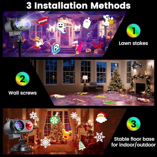 Halloween Christmas Projector Lights Outdoor，LED Projector Lights,2-in-1 Dual Projection System with 10 Slides，15W Brighter HD Ocean Wave Effect,Waterproof for Indoor/Outdoor Decor, Home Party. - Image 5