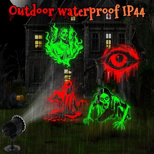 Halloween Projector Lights Outdoor - LED Rotating Skull & Ghost Projection Light, Waterproof Halloween Light Projector, Indoor/Outdoor Decor for Home, Yard, Party, Window & Wall - Image 2