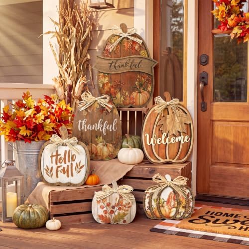 Weysat 6 Pcs Farmhouse Fall Decoration Outdoor for Home Porch, Pumpkin - Image 2