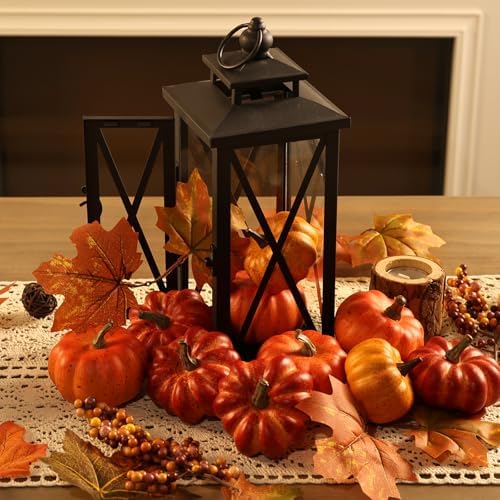 Realistic Mini Pumpkin Decor Indoor 16PCS Artificial Pumpkins for Fall Decorations for Home Fall Centerpieces for Tables Outdoor Thanksgiving Halloween Party/Berries Maple Leaf Autumn Fillers decor - Image 4