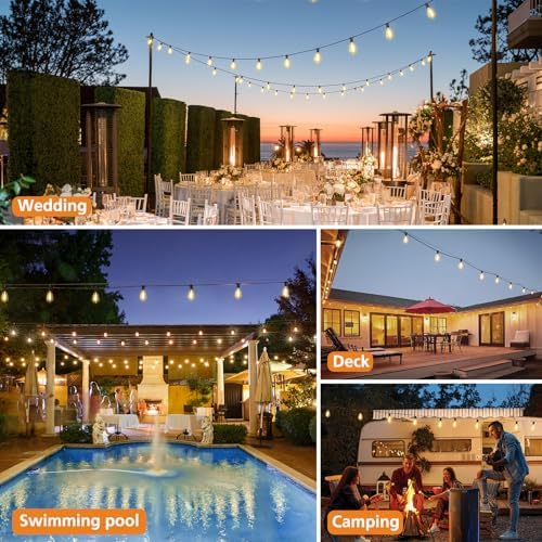 Brightever 200FT Outdoor String Lights with Remote, 2700K/4000K/5000K Selectable LED String Lights for Outside with 100+4 ST38 Edison Bulbs, 3 Modes Dimmable Patio Lights Waterproof for Camping, Deck - Image 7