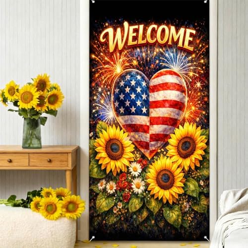 Patriotic Welcome Door Cover, 70.86" X 35.43" Door Banner - Image 6