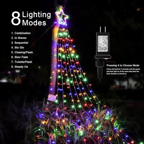 Christmas Decorations Star String Lights, 320 Multicolor LEDs Outdoor Waterproof Hanging Fairy Lights for Xmas New Year Holiday Party Yard Decor - Image 3