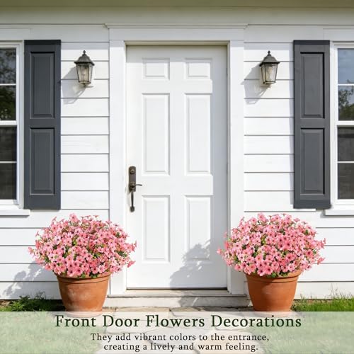 16PCS Artificial Pink Flowers for Outdoors, Fake Silk Pink Flowers - Image 3