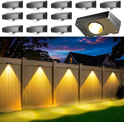 Solar Fence Lights Outdoor Waterproof, Fence Lights Solar Powered 12 Pack by AUDERWIN