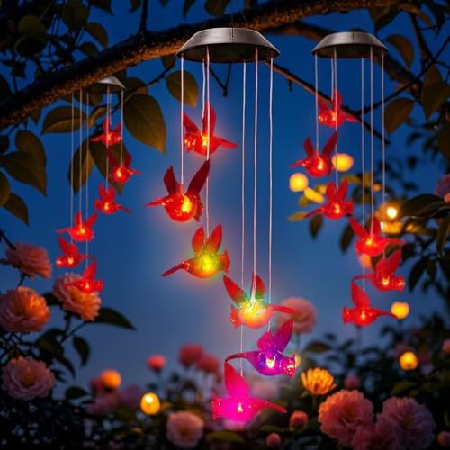 Cardinal Solar Wind Chimes for Outside,Cardinal Gifts for Women Mom Mother,Solar Red Bird Memorial Wind Chimes,Solar Powered Wind Chime Waterproof,Red Bird Decor for Garden Patio Outdoor Porch - Image 4