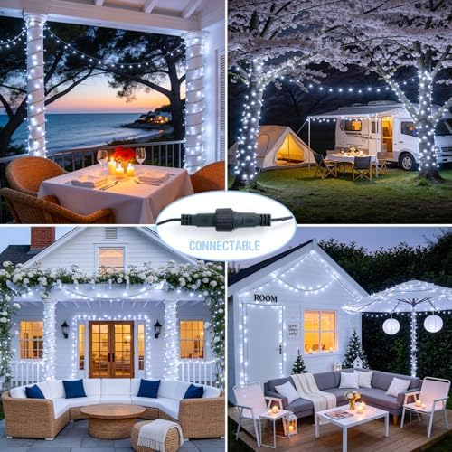 JMEXSUSS 250 LED White Christmas Lights Outdoor, String Lights Plug in - Image 3