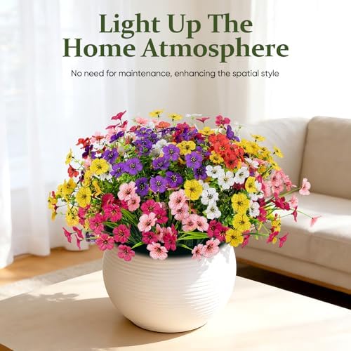 24 Bundles Lifelike Outdoor Artificial Flowers, UV Protected No Fade Fake Silk Plants for Spring Summer, Realistic Faux Flowers for Garden Porch Patio Decorations (6 Color Mix) - Image 7