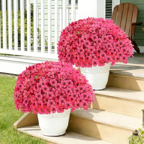 22 Pack Artificial Flowers for Outdoor Indoor Fake Plants(Rose Red) - Image 5