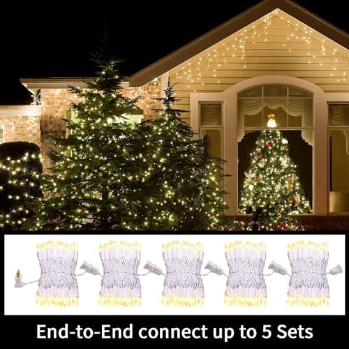 LAMPHOME Super-Bright Extendable Clear White Wire Christmas Lights Decoration 100Lights 19.6ft UL Certified Mini Bulb String Lights Set for Outdoor Christmas Tree Garden Holiday Patio Decor - Image 5