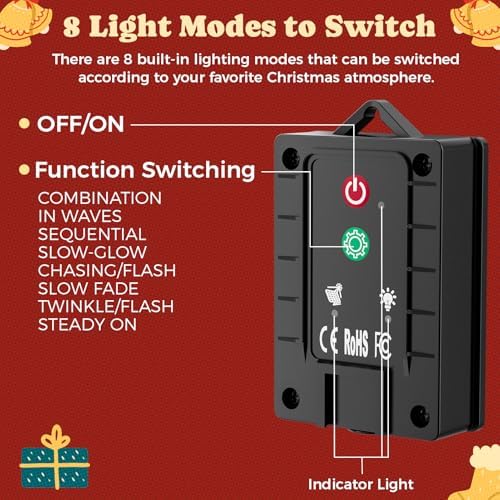 6 Packs Christmas Bell Solar Garden Lights with 8 Light Modes, 21.65 Inches Tall Christmas Outdoor Light with 20 LEDs Each, Solar Outdoor Xmas Decor for Garden, Path, Patio (Warm White) - Image 2
