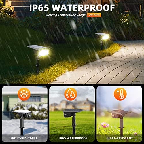LEREKAM 3 Brightness Modes Solar Outdoor Lights, 360 Degree Adjustable Lighting Angle with 40 LED's, Spotlights Outdoor Waterproof Auto On or Off Solar Garden Lights 8 Pack - Image 2