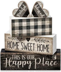 Moucuny 4 Pcs Farmhouse Table Decoration Home Sweet Home Wooden Block Signs by Moucuny