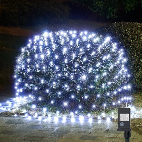 WBao Outdoor Christmas Lights, 360LED 11.5ft x 6.9ft Net Lights with 8 Modes, Timer, UL Certified, End to End Connectable, Waterproof for Lawn, Bushes, Trees Outdoor Christmas Decorations, Cool White by WBaoOfficial