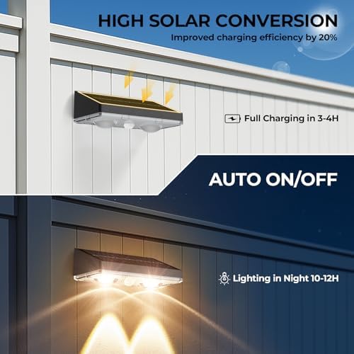 Solar Fence Lights Outdoor 2 Pack – IP65 Waterproof Wireless Solar Deck Lights with 9 Color Modes, 80 Lumen Bright LED for Fence, Backyard, Patio, Pool, Wall – 12+ Hour Runtime, No Wiring - Image 4