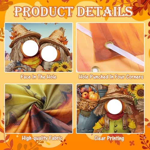 Lunmon Fall Pumpkin Photo Backdrop, 3 Head Cutout Standup Autumn Pumpkin - Image 3